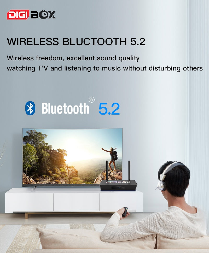 DIGIBOX with Wireless Bluetooth 5.2 for TV sound quality without disturbing others.