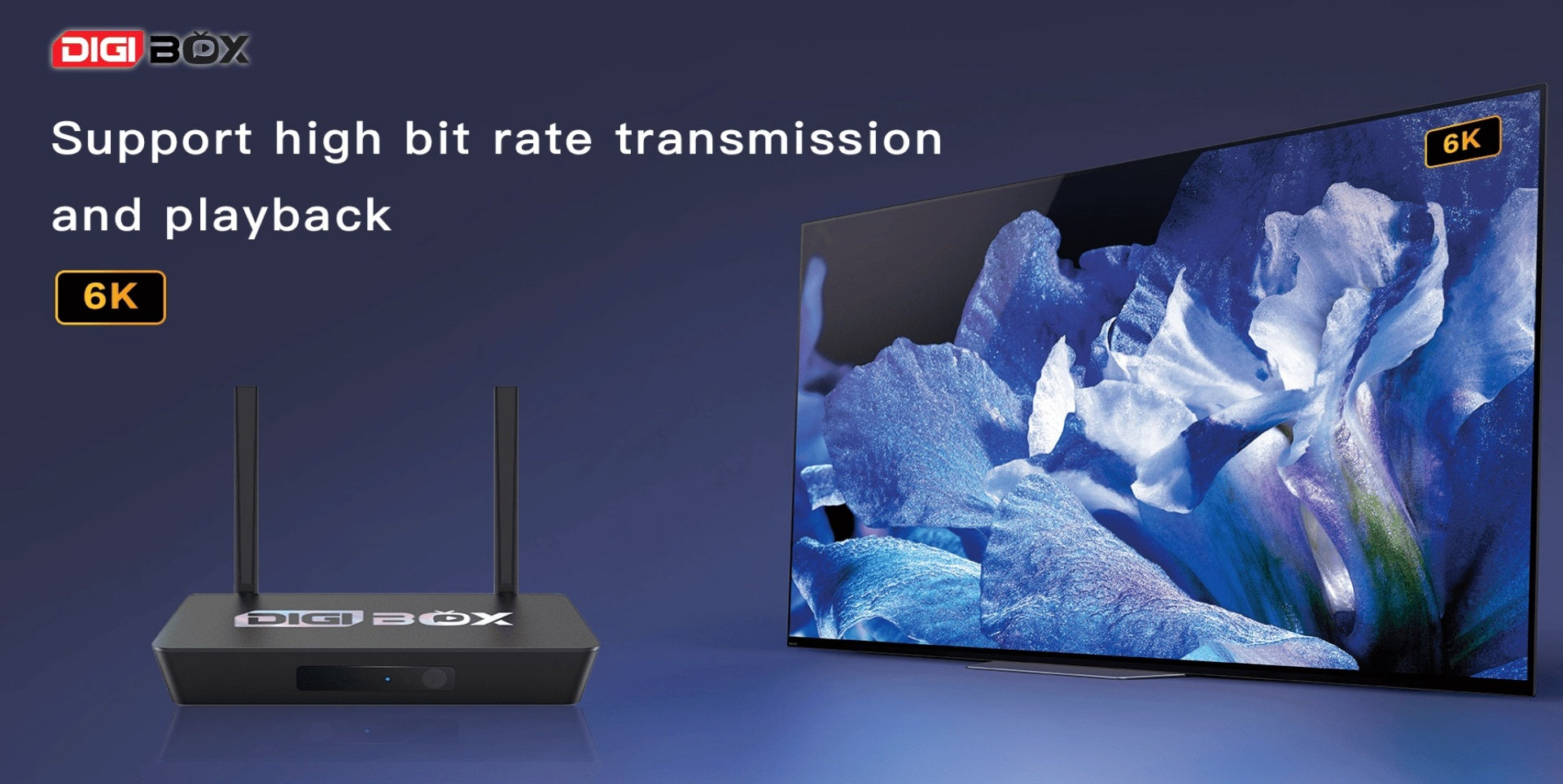 Experience superior 6K viewing with DIGIBOX, offering high bit rate transmission.
